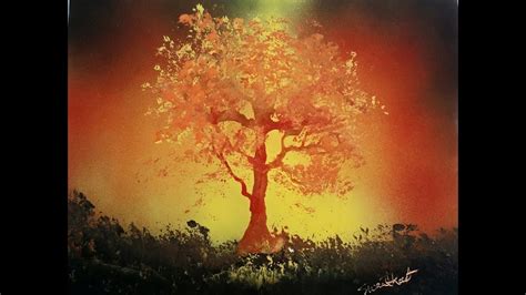 Spray Paint Art - How to Paint a Burning Bush or a Tree on Fire - YouTube