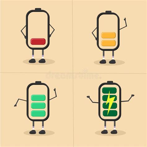 Illustration of Mascot Icon Battery Percentage from Low Battery To Full Battery, Free Vector ...