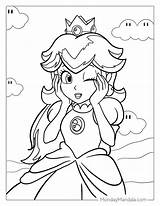 princess peach From Mario Kart coloring Page With Clouds In The  sketch template