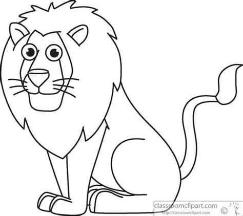 Animals : lion-sitting-cartoon-clipart-black-white-outline-914 ...