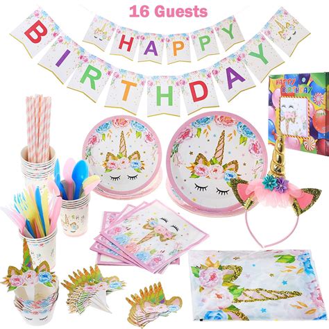 Unicorn Party Supplies 163 Pcs, Unicorn Themed Birthday Party ...