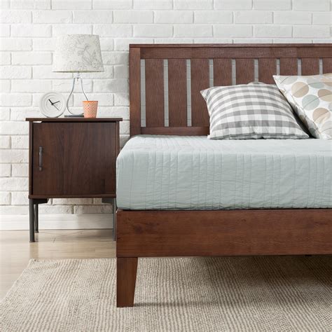 Zinus Vivek 37" Deluxe Solid Wood Platform Bed with Headboard, Antique Espresso, Queen - Walmart ...