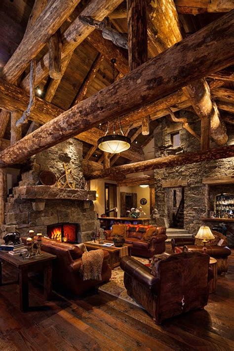 49 Heart-warming fireplaces in warm and cozy living spaces | Log cabin living, Log homes, Log ...