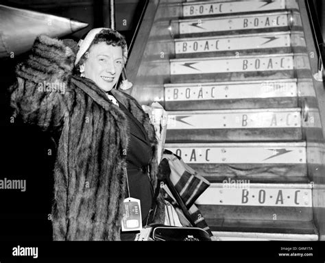 Hilda Baker - London Airport. Hilda Baker leaving London Airport for a two-week visit to America ...