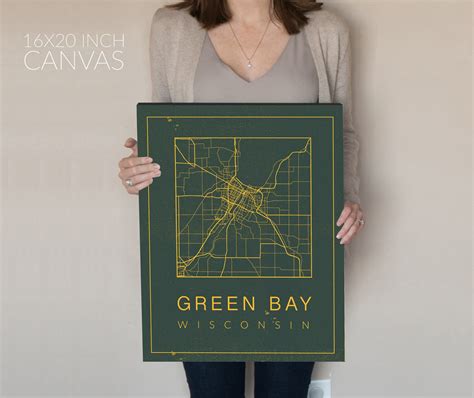 Green Bay Map Green Bay Packers Map of Green Bay Wisconsin - Etsy