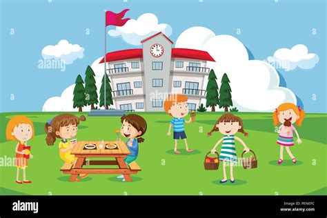 Kids Playing At School Clipart