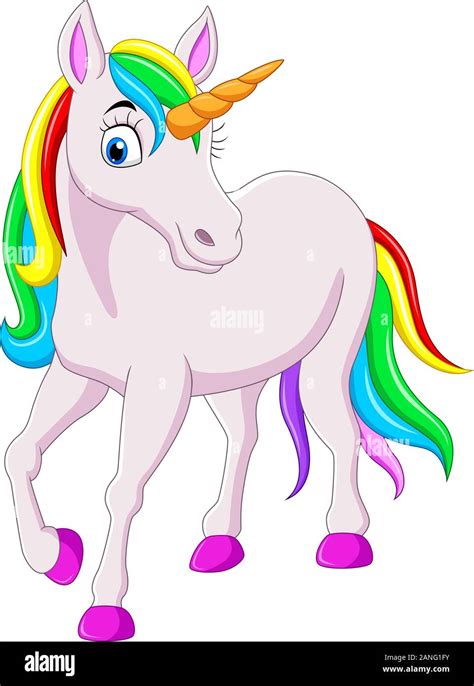 Cartoon rainbow unicorn horse isolated on white background Stock Vector Image & Art - Alamy