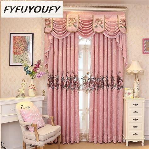 Polyester Striped luxury Embroidered Flat Valance Blackout curtains the curtains in the ...