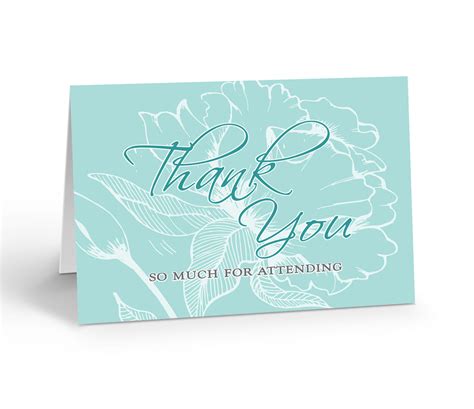 Aqua Floral Thank You For Attending Note Card