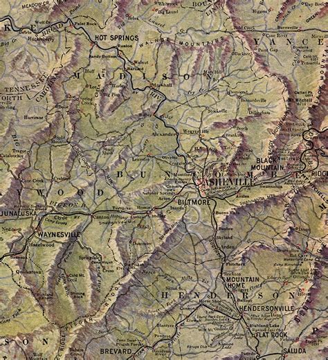 Map of Western North Carolina and Its Mountains Streams and | Etsy