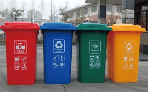 Waste bins with different colors for the separated collection of waste:... | Download Scientific ...