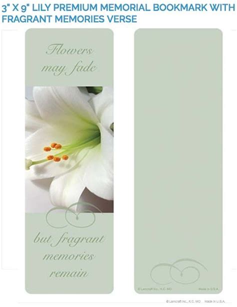 Create laminated memorial bookmarks with Lamcraft's 3" x 9" Lily ...