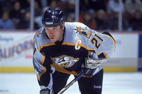 Tom Fitzgerald of the Nashville Predators is ready on the ice during ...