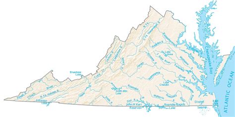 Virginia Lakes and Rivers Map - GIS Geography