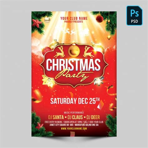 Premium PSD | Christmas party flyer | Party flyer, Flyer, Christmas flyer