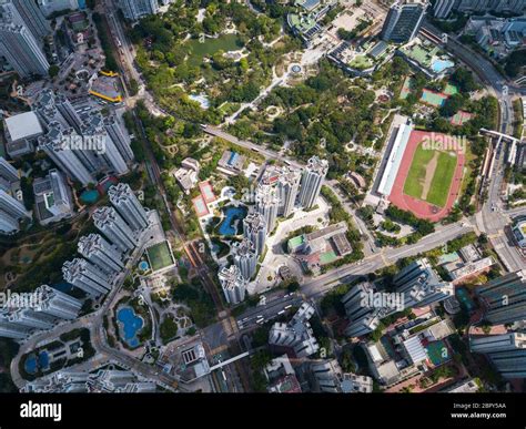 Tin Shui wai, Hong Kong 25 May 2018:- Aerial view of Hong Kong city ...