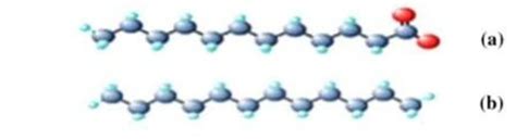 Molecular structure of: (a) dodecanoate fatty acid and (b) dodecane ...