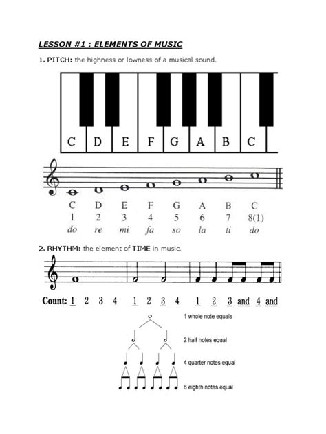 Lesson #1: Elements Of Music: 1. PITCH: the highness or lowness of a ...