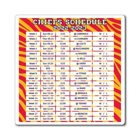 2022 2023 Kansas City Chiefs Schedule Magnet 6 X 6 Inches Nfl - Etsy ...