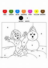 Winter Color By Letters coloring Page sketch template
