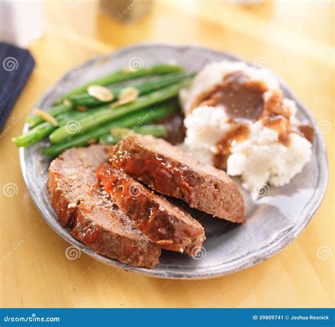 Hearty Meatloaf Dinner With Sides Stock Photo - Image: 39809741