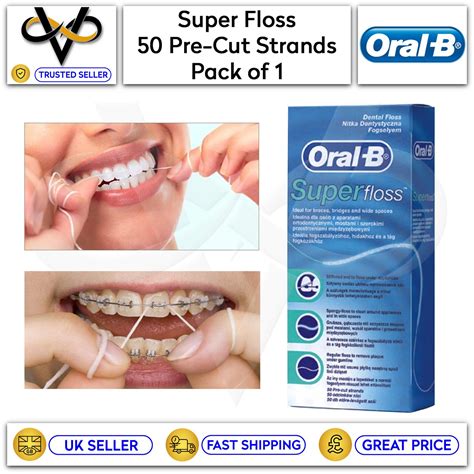 Oral B Dental Super-Floss Braces Wide Spaces 50 Pre -Cut Strands | eBay