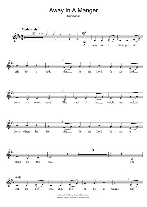 Away In A Manger by Traditional Carol Sheet Music for Clarinet Solo at Sheet Music Direct