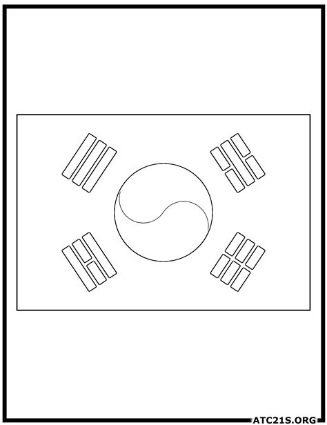 South Korea Flag Coloring Page | ATC21S