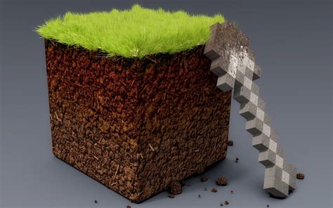 Free download 3D Minecraft wallpaper met schep en blok grond HD game Minecraft [1600x1000] for ...