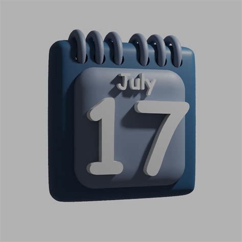 Premium PSD | A blue calendar with the date july 17 on it