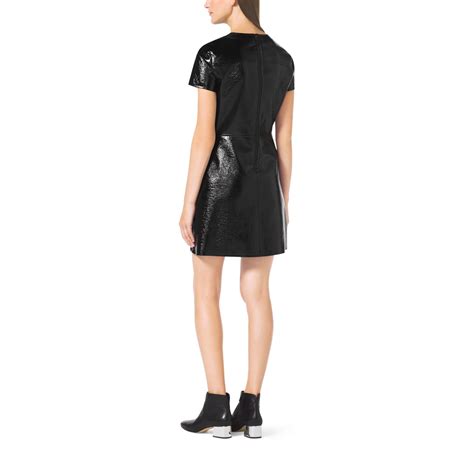 Lyst - Michael Kors Faux Patent-leather Dress in Black