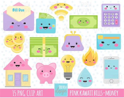 BILLS Due Clipart, Monthly Bills, Kawaii Clipart, Commercial Use, Money ...