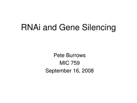 PPT - RNAi and Gene Silencing PowerPoint Presentation, free download - ID:3026924