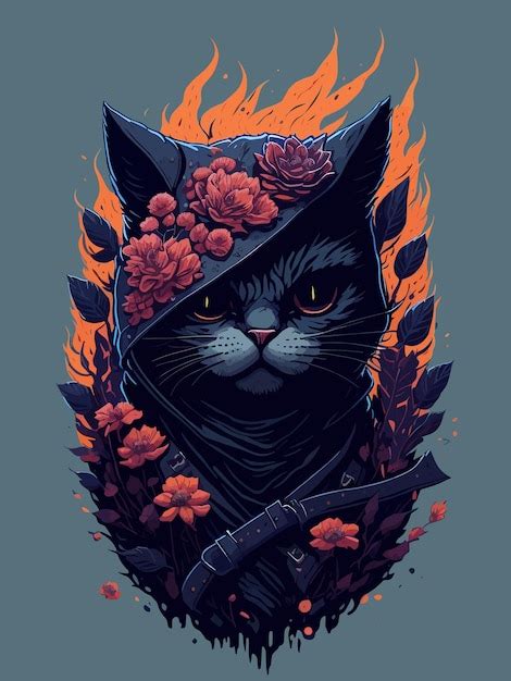 Premium Vector | A drawing of a cat with a flame on it