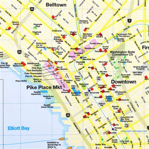 SEATTLE City Center Foldout Travel Map | Red Maps