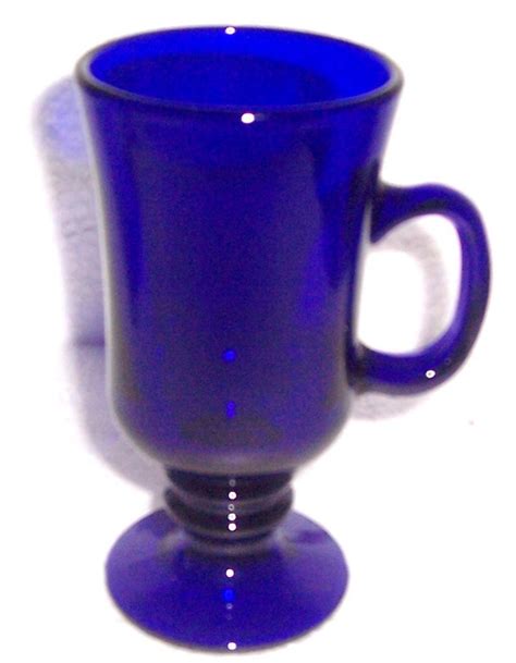 Cobalt Blue Handblown Slender Coffee Glass Mug - Drinkware