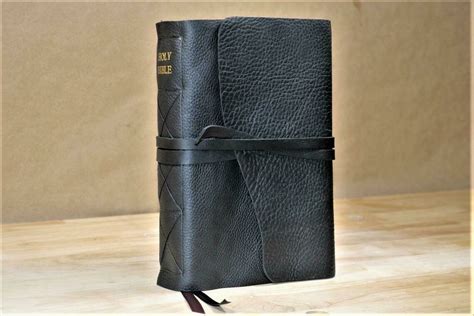 Leather Bible KJV Wrap- Black Kodiak Cowhide