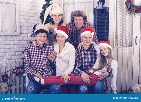 Big Family Celebrates Christmas Together Stock Image - Image of person, female: 104747869