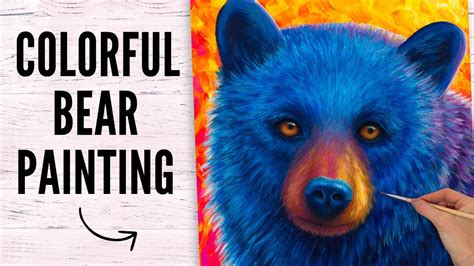 Painting a Colourful Bear / Animal Acrylic Painting Tutorial - YouTube