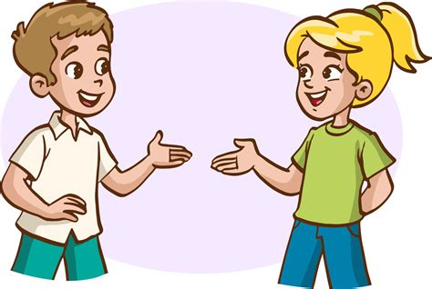 Two Children Talking Cartoon