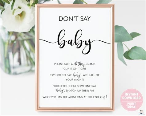 Don't Say Baby Game Don't Say Baby Printable - Etsy