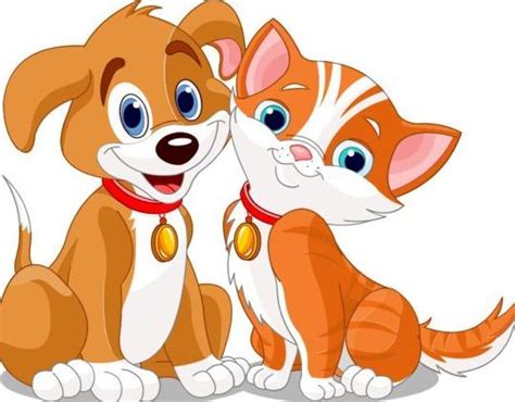 Cute dog with cat vector illustration 02 | Cute animal illustration, Cute cats and dogs, Cute cats