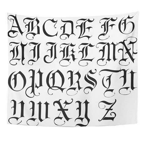 ZEALGNED English Gothic Old Letters Alphabet Goth ABC Wall Art Hanging ...