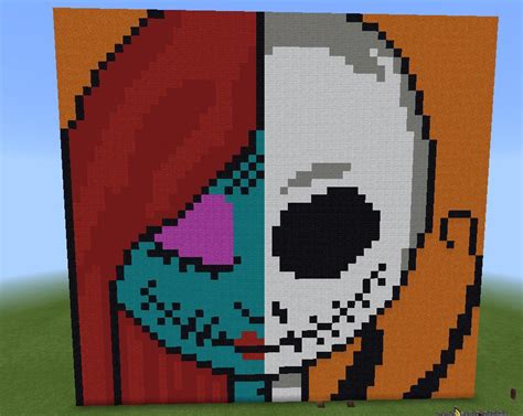 Pixel art of Jack Skellington and Sally that I made today on my last ...