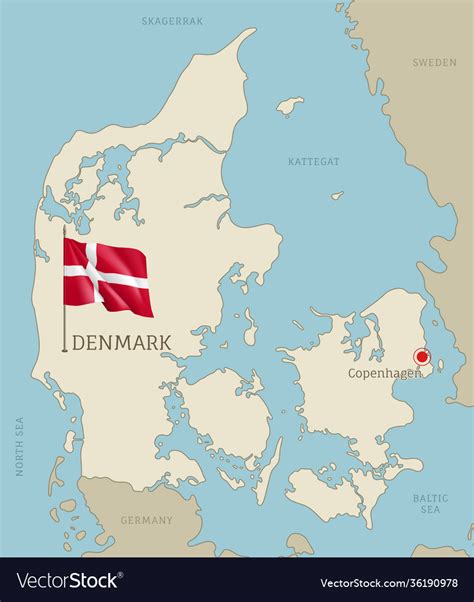 Denmark highly detailed map with territory borders