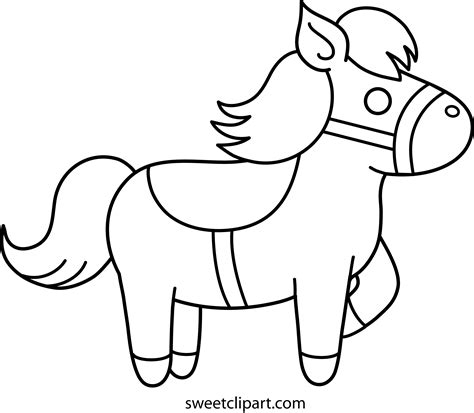 Cute Pony Coloring Page - Free Clip Art