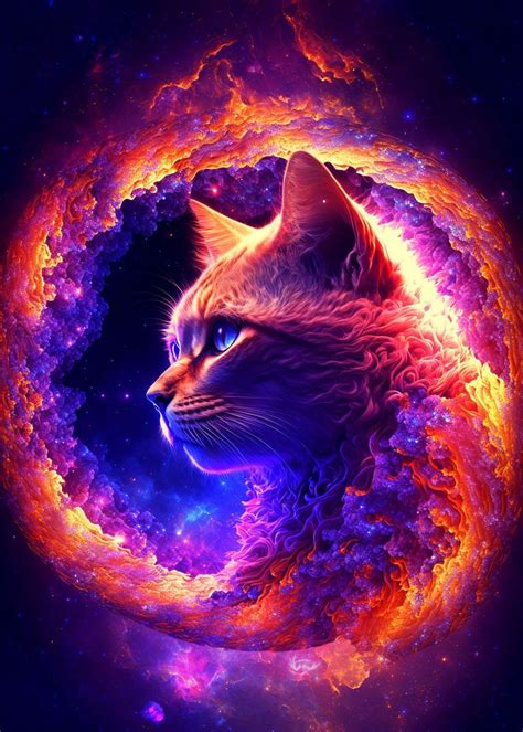 'Spiral cat Nebula' Poster by nogar007 | Displate in 2023 | Cute animal drawings, Cute animal ...