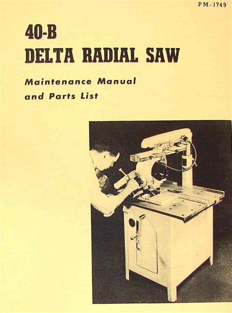 DELTA-Rockwell Radial Arm Saw 40-B Operator & Parts Manual - Ozark Tool Manuals & Books