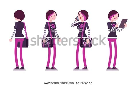 Emo Girl True Subculture Look Skinny Stock Vector (Royalty Free ...