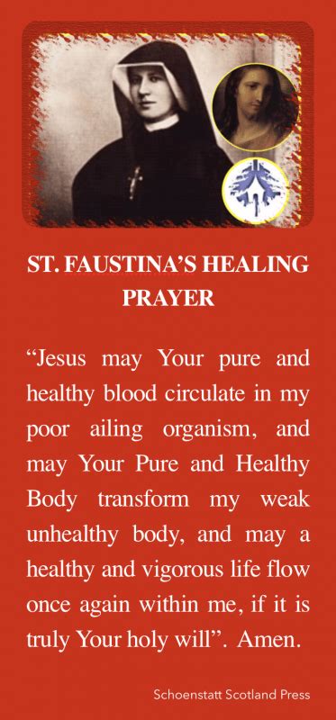 Prayer Card: St. Faustina’s Healing Prayer | Schoenstatt Scotland